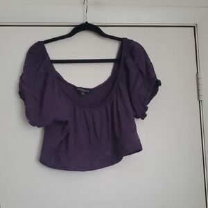 Torrid' Nightfall Embroidered Gothic Grape Puff-Sleeve Crop Top